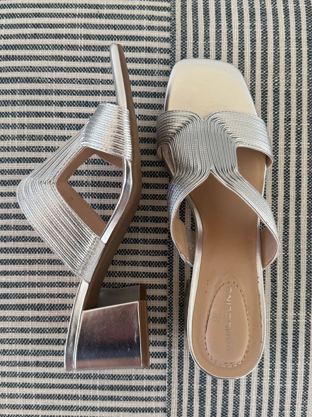 Bandolino Metallic Silver Women's Block Heel Sandals